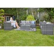 Vancouver 7 Seater Rattan Garden Sofa Set In Grey