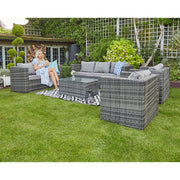 Vancouver 7 Seater Rattan Garden Sofa Set In Grey