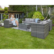 Vancouver 7 Seater Rattan Garden Sofa Set In Grey