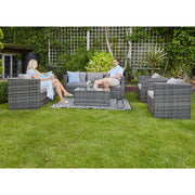 Vancouver 7 Seater Rattan Garden Sofa Set In Grey