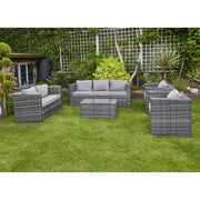 Vancouver 7 Seater Rattan Garden Sofa Set In Grey