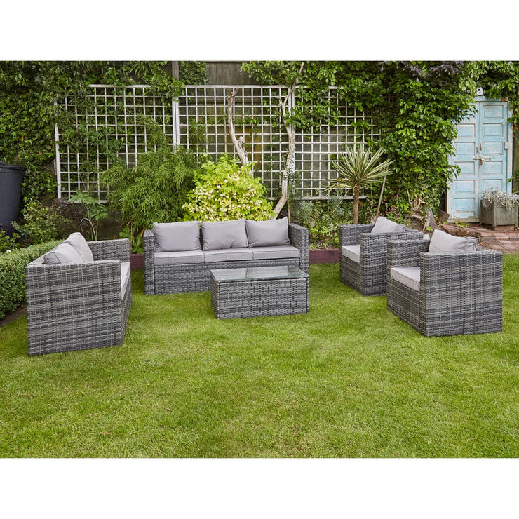 Vancouver 7 Seater Rattan Garden Sofa Set In Grey