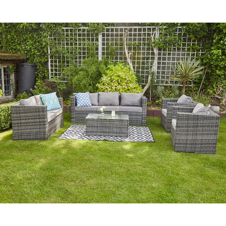 Vancouver 7 Seater Rattan Garden Sofa Set In Grey