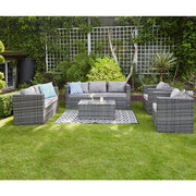 Vancouver 7 Seater Rattan Garden Sofa Set In Grey