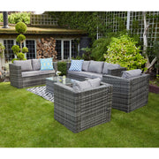 Vancouver 7 Seater Rattan Garden Sofa Set In Grey