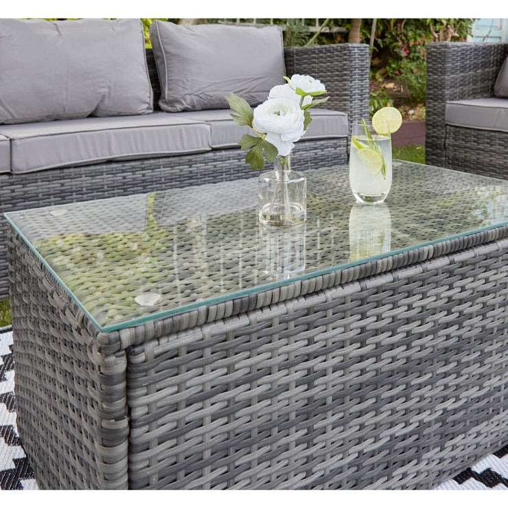 Vancouver 7 Seater Rattan Garden Sofa Set In Grey