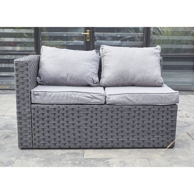 Vancouver 9 Seater Corner Rattan Garden Set In Black