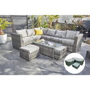 Vancouver 9 Seater Corner Rattan Garden Set In Grey, Garden Furniture, Furniture Maxi, Furniture Maxi