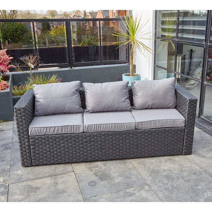 Vancouver 5 Seater Black Rattan Corner Sofa Patio Set, Garden Furniture, Furniture Maxi, Furniture Maxi