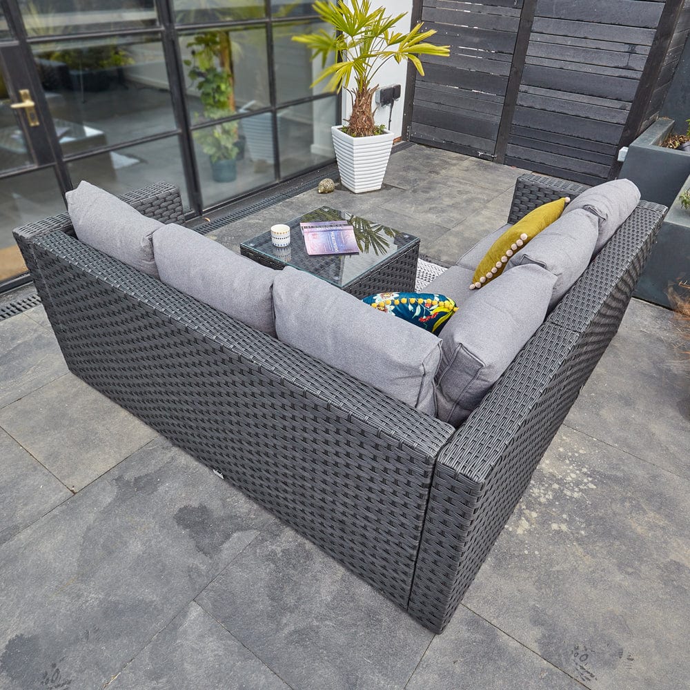 Vancouver 5 Seater Black Rattan Corner Sofa Patio Set