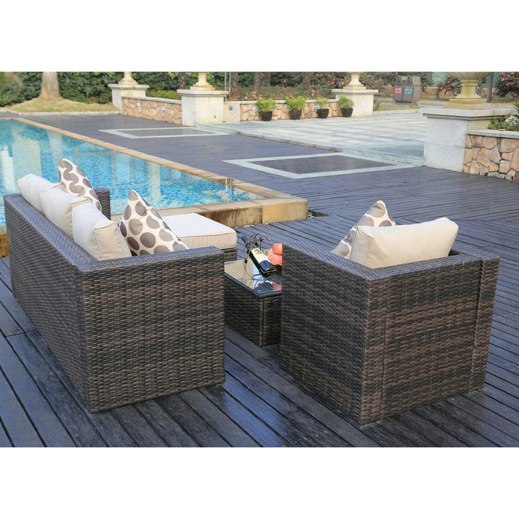 Vancouver 5 Seater Rattan Garden Furniture Set In Brown, Garden Furniture, Furniture Maxi, Furniture Maxi