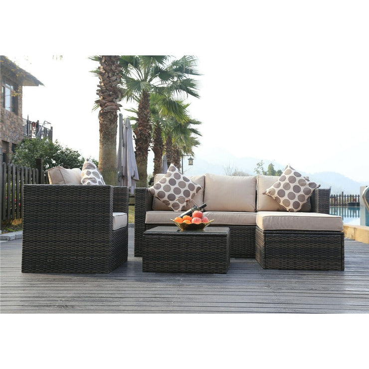 Vancouver 5 Seater Rattan Garden Furniture Set In Brown, Garden Furniture, Furniture Maxi, Furniture Maxi