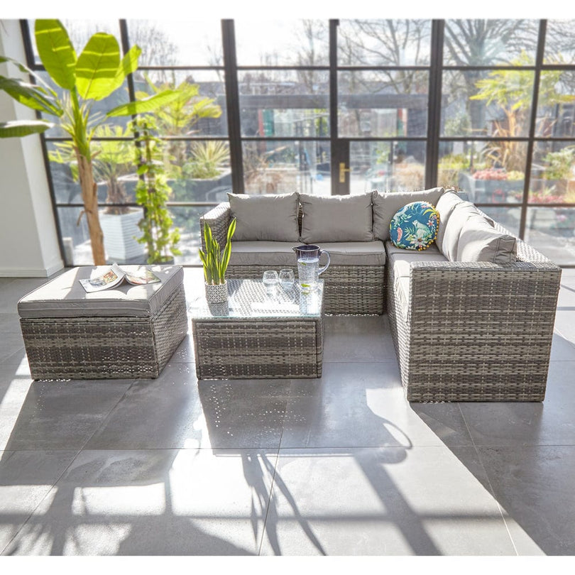 Vancouver 6 Seater Modular Rattan Sofa Set In Grey – Furniture Maxi