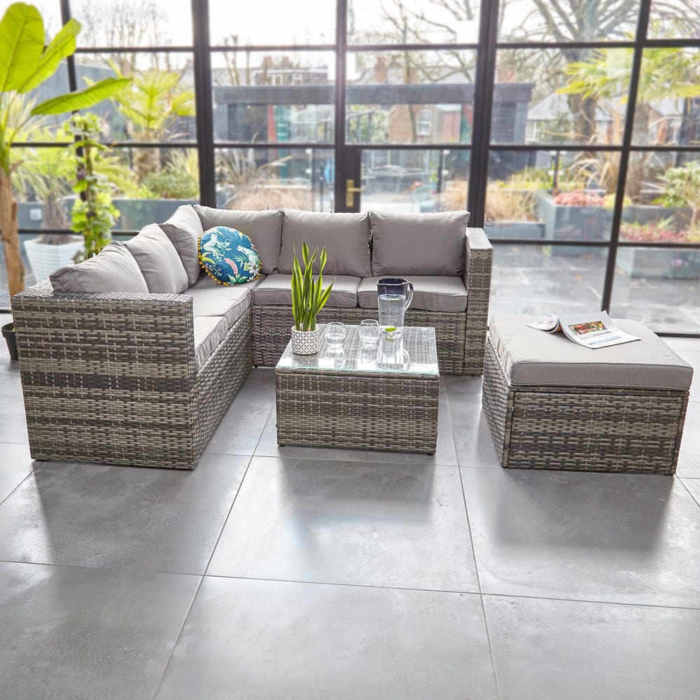 Vancouver 6 seater modular hot sale rattan sofa set in grey