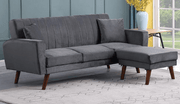 Grey Velvet Sofa Bed with Ottoman