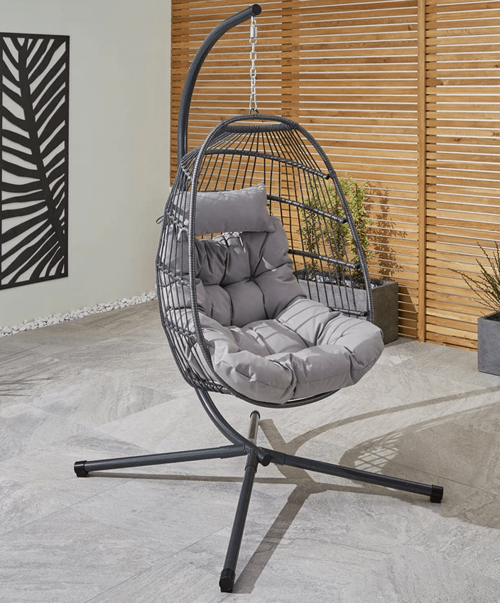 Bradway Hanging Egg Chair with Grey Cushions - Main Image