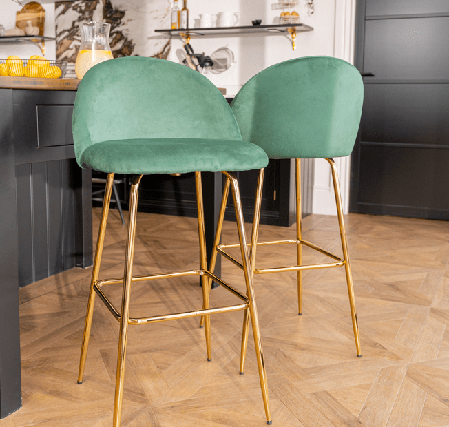 Aurora Velvet Bar Stool - Set Of 2