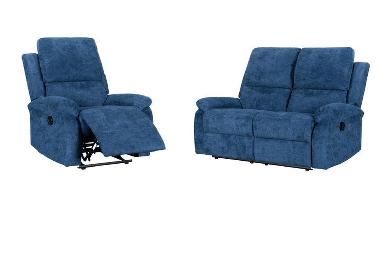 Pancho Blue Fabric Armchair and 2 Seater Sofa Set