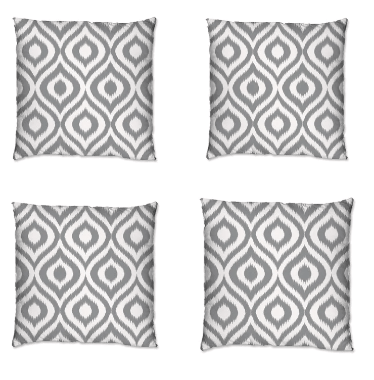 Ashcraft 4 Piece Waterproof Outdoor Scatter Cushions in Grey Pattern