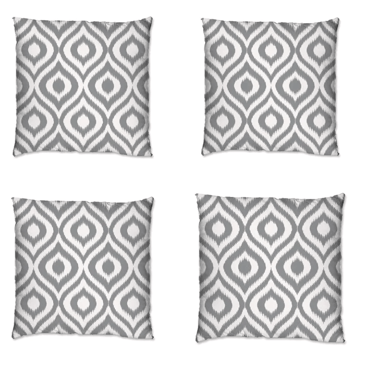 Ashcraft 4 Piece Waterproof Outdoor Scatter Cushions in Grey Pattern