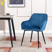 Zoe Velvet Upholstery Dining Chair with Armrest - Set Of 2