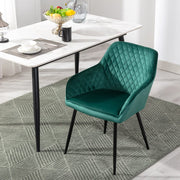 Zoe Velvet Upholstery Dining Chair with Armrest - Set Of 2