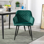Zoe Velvet Upholstery Dining Chair with Armrest - Set Of 2