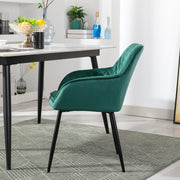 Zoe Velvet Upholstery Dining Chair with Armrest - Set Of 2