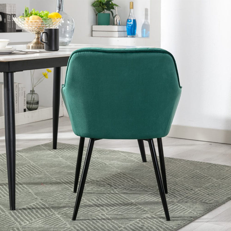 Zoe Velvet Upholstery Dining Chair with Armrest - Set Of 2