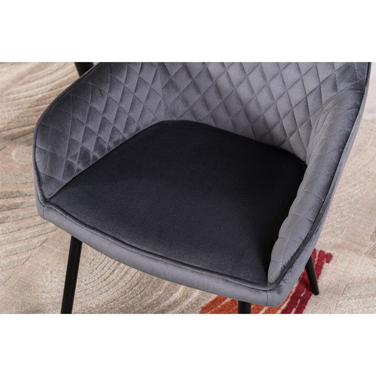 Zoe Velvet Upholstery Dining Chair with Armrest - Set Of 2