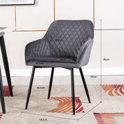 Zoe Velvet Upholstery Dining Chair with Armrest - Set Of 2