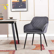 Zoe Velvet Upholstery Dining Chair with Armrest - Set Of 2