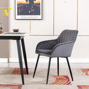 Zoe Velvet Upholstery Dining Chair with Armrest - Set Of 2
