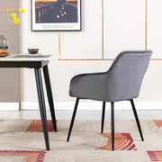 Zoe Velvet Upholstery Dining Chair with Armrest - Set Of 2