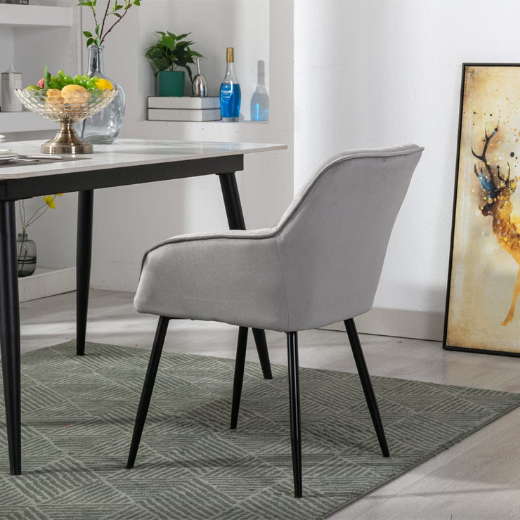 Set Of 2 Zoe Velvet Upholstery Dining Chair with Armrest