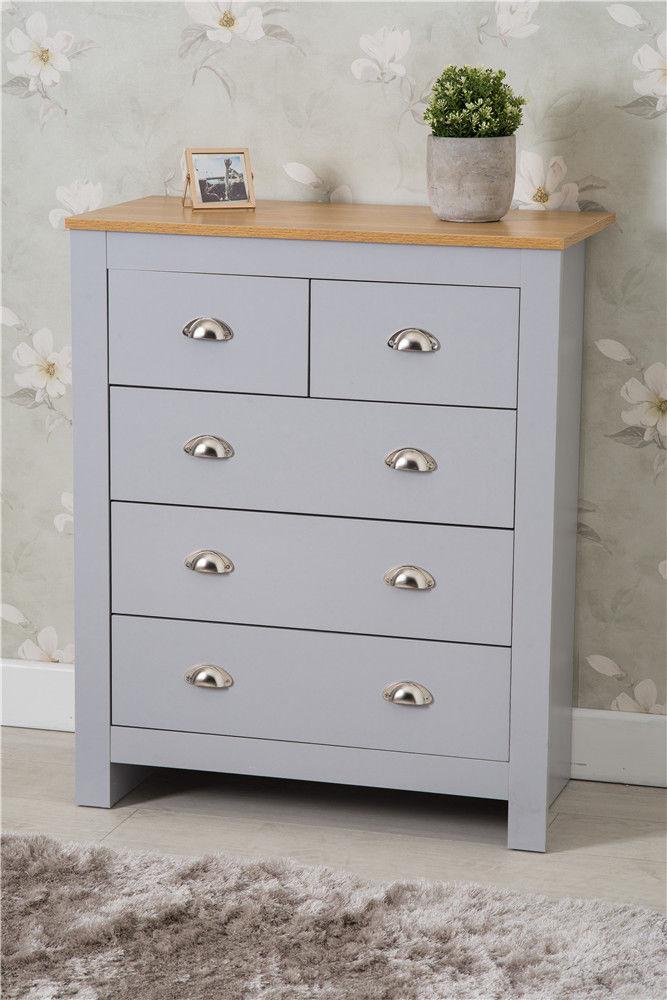Heritage Set of Three Bedroom Piece with Grey and Oak Finish, Bedroom Furniture, Furniture Maxi, Furniture Maxi