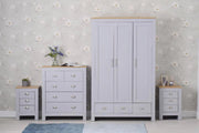 Heritage Set of Four Bedroom Piece with Grey and Oak Finish, Bedroom Furniture, Furniture Maxi, Furniture Maxi