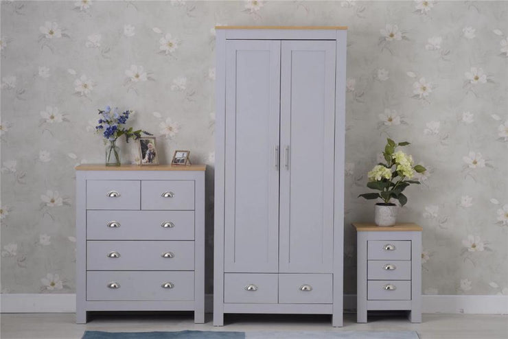 Heritage Set of Three Bedroom Piece with Grey and Oak Finish, Bedroom Furniture, Furniture Maxi, Furniture Maxi
