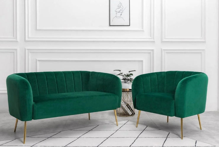 Green Velvet Living Room Sofa Bundle