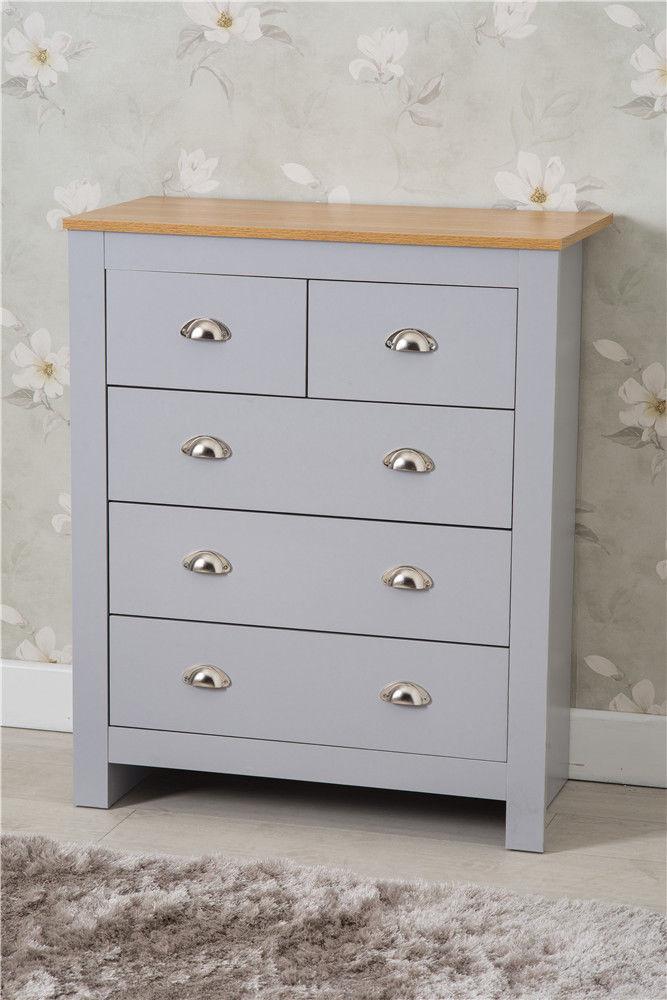 Heritage Set of Three Bedroom Piece with Grey and Oak Finish, Bedroom Furniture, Furniture Maxi, Furniture Maxi