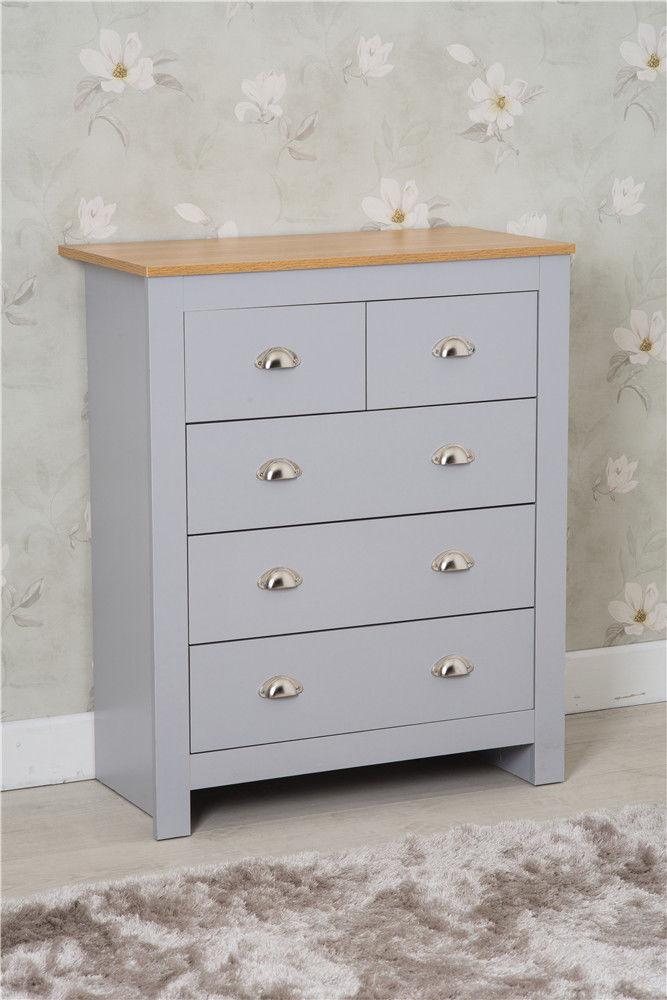 Heritage Set of Three Bedroom Piece with Grey and Oak Finish, Bedroom Furniture, Furniture Maxi, Furniture Maxi