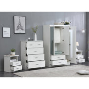 Agata 4 Piece Bedroom Set In White Wardrobe Chest and Two Bedsides