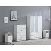 Agata 4 Piece Bedroom Set In White Wardrobe Chest and Two Bedsides