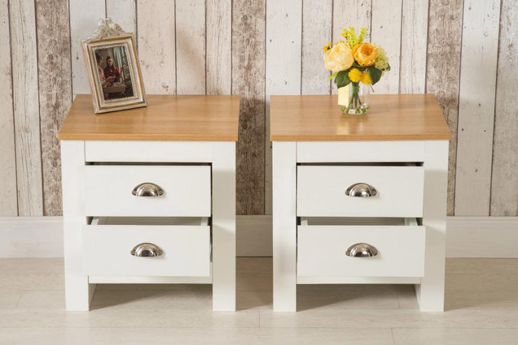 Heritage Set of 2 White 2 Drawer Bedside Table Night Stand, Bedroom Furniture, Furniture Maxi, Furniture Maxi