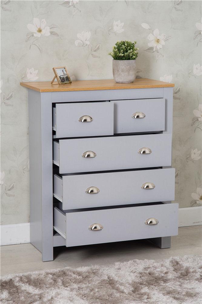 Heritage Set of Three Bedroom Piece with Grey and Oak Finish, Bedroom Furniture, Furniture Maxi, Furniture Maxi
