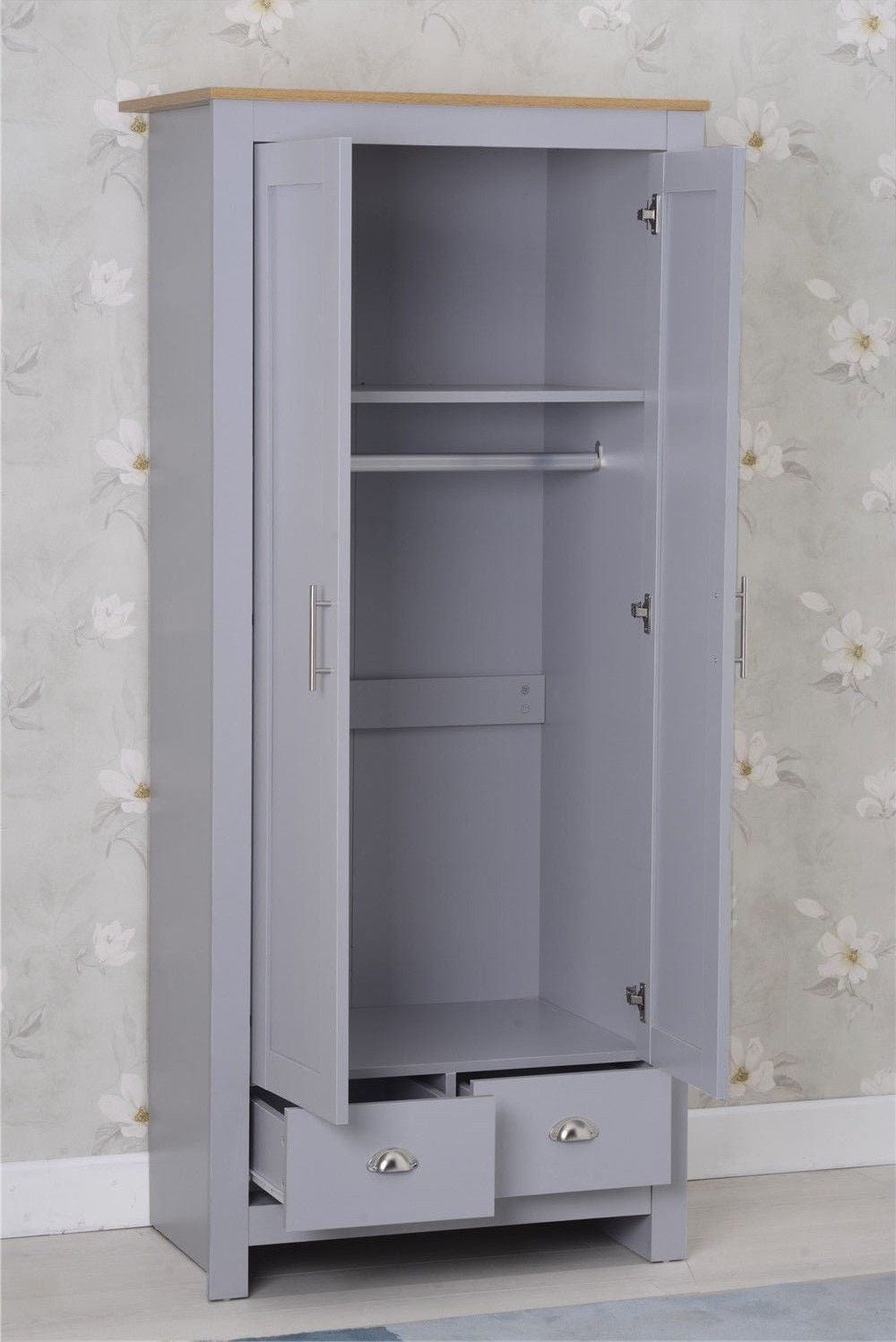 Heritage Set of Three Bedroom Piece with Grey and Oak Finish, Bedroom Furniture, Furniture Maxi, Furniture Maxi