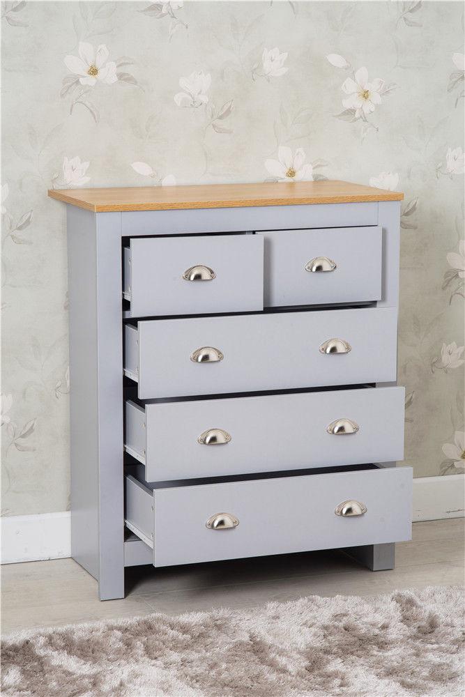Heritage Set of Three Bedroom Piece with Grey and Oak Finish, Bedroom Furniture, Furniture Maxi, Furniture Maxi