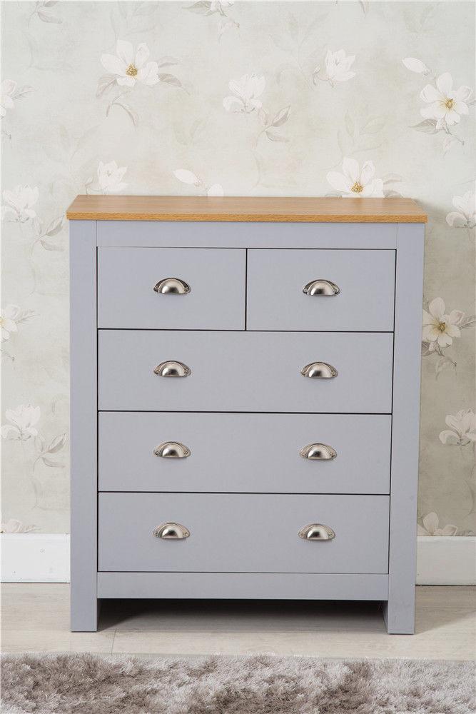 Heritage Set of Three Bedroom Piece with Grey and Oak Finish, Bedroom Furniture, Furniture Maxi, Furniture Maxi