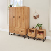 Belluno Industrial Style Bedroom Set with 2 Bedsides