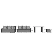 Rosen 9 Seater Rattan Corner Sofa Garden Furniture Dining Set In Grey